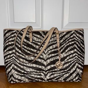 Michael Kors Signature Zebra Print Tote w/ Laptop Compartment